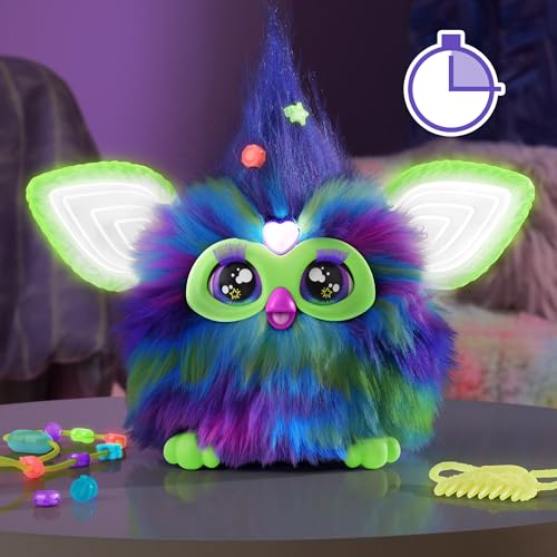 Furby Galaxy Edition, Glow in The Dark, 15 Fashion Accessories, Interactive Plush Toys for 6 Year Old Girls & Boys & Up, Voice Activated Animatronic (Amazon Exclusive)