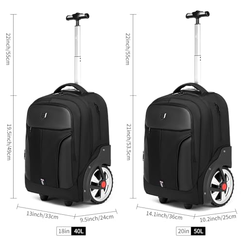 Rolling Backpack,Waterproof Backpack with Wheels for Business and Travel Commuter, Carry on Backpack with Laptop Compartment, Fit 17 Inch Laptop, Wheeled Backpack for Adults4
