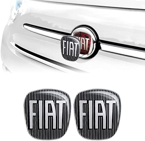 FIAT 14186A-2Pz 3D Aufkleber Logo für FIAT 500, Schwarz, 2 Stücke, Vorne und Hinten, 71 x 65 mm