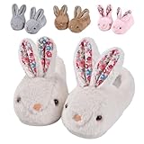 JACKSHIBO Toddler Slippers Girls Boys Cute bunny House Slipper for Home Indoor Winter Bedroom Non Slip Rabbit Warm shoes