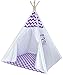 A Mustard Seed Toys Chevron Teepee Tent for Kids - Portable Cotton Canvas Tent with Carrying Case, Makes a Great Indoor Playhouse (Purple)