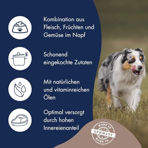 DR.CLAUDER'S - B.A.R.F. Komplett Menue Rinderteller | Fleischeintopf mit 100% Muskelfleisch, Innereien und Gemüse für ausgewachsene Hunde. Alleinfutter in der Dose | 800g Rind