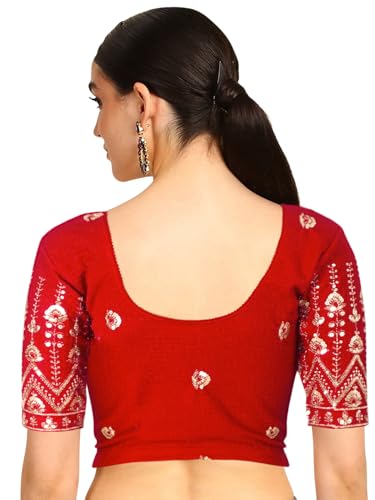 Image of Chandrakala Readymade Blouses for Women Sarees,Stretchable(B202-P)