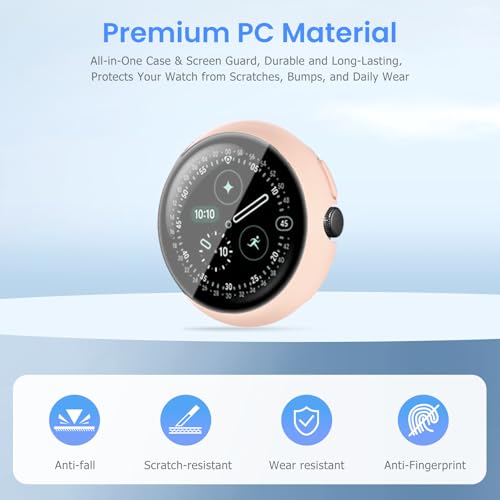 Coque Google Pixel Watch 4 45mm avec protection d'écran PC rigide antichoc Lot de 2 - 4