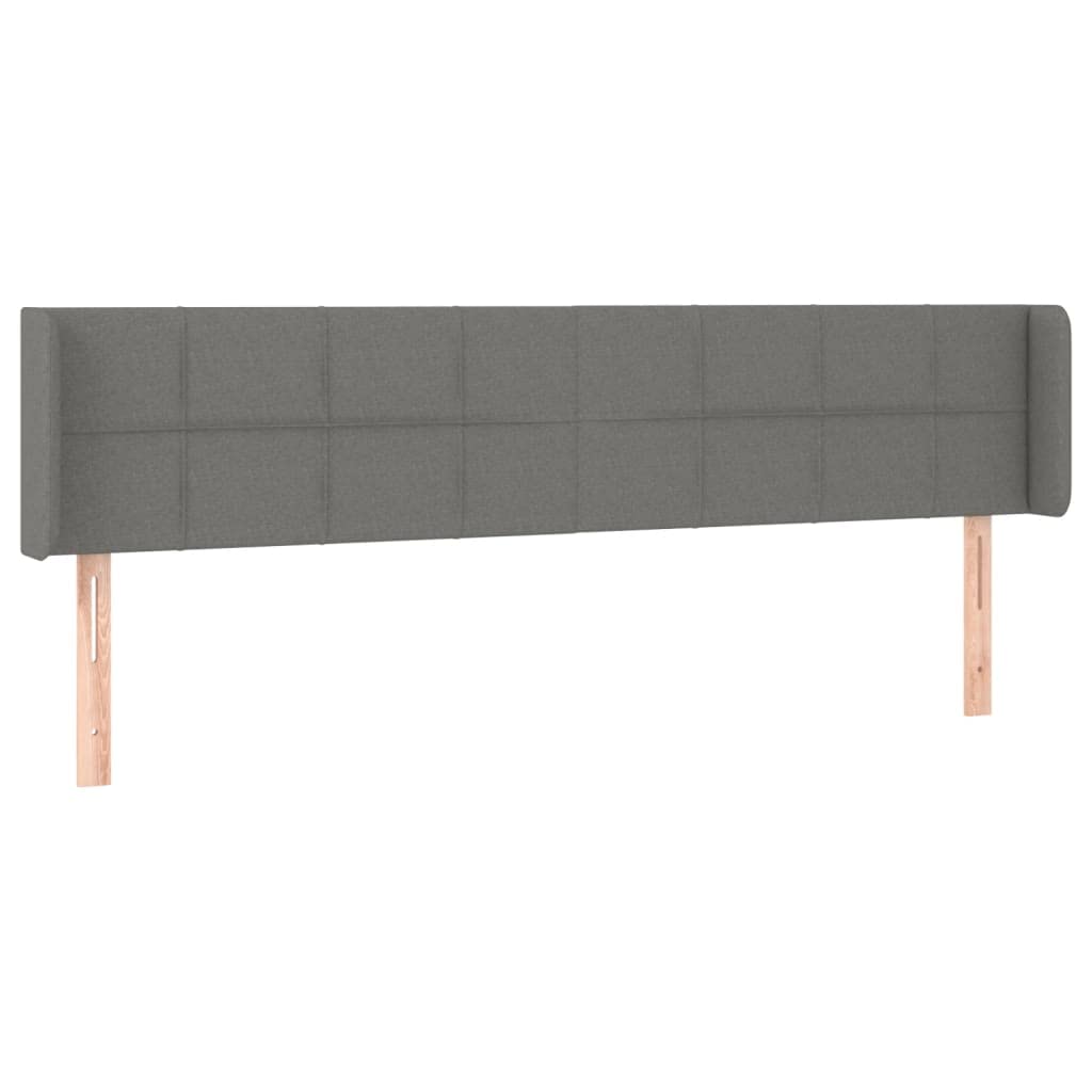 Ciemnoszary zagłówek z tkaniny 203 x 16 x 78/88 cm z modrzewiami z litego drewna, zagłówek z regulacją wysokości do podparcia pleców, klasyczny design