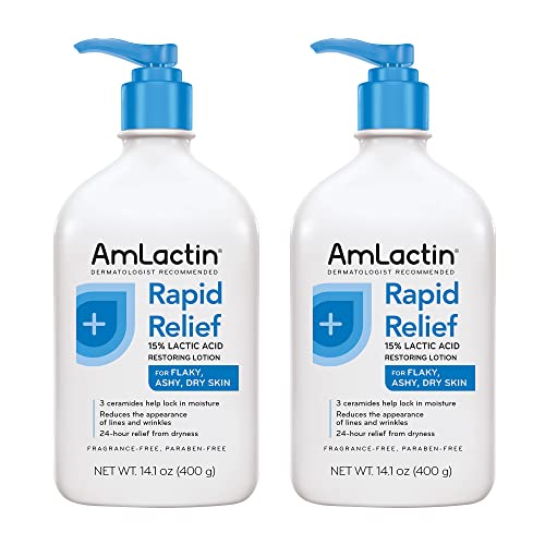 AmLactin Rapid Relief Restoring Lotion + Ceramides with Pump, Paraben Free 14.1 Ounce (Pack of 2)
