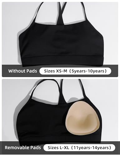 IFNOW Girls Sports Bra Y Back Spaghetti Strap Training Bra Padded Yoga Crop Top for Teens Kids 5-14 Years Pink — view 4