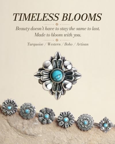 Sterling Silver Turquoise Stud Earrings, Forever Bloom for Women - image 2
