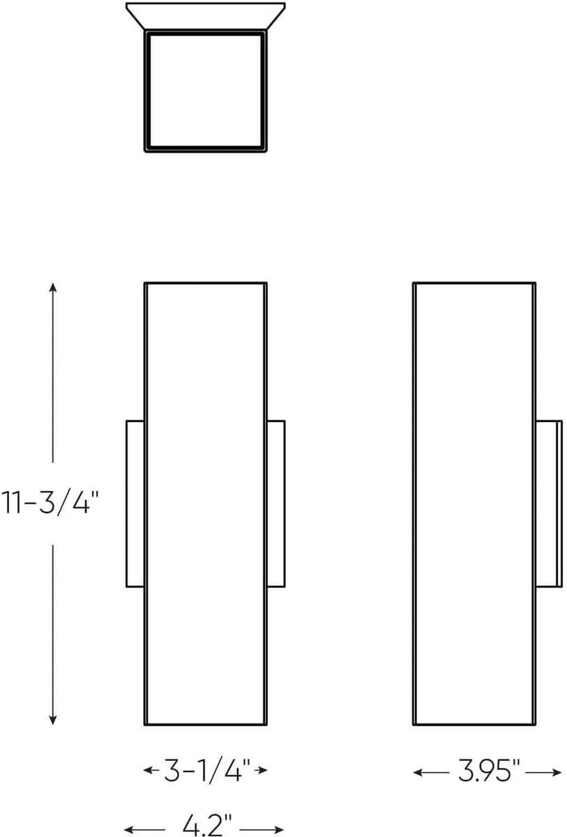 DALS Lighting LEDWALL-B-BK 4" Square Led Indoor/Outdoor Wall Rectangular Sconce Modern 4" Square Led Indoor/Outdoor Wall Rectangular Sconceblack