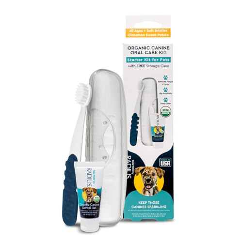 RADIUS USDA Organic Dental Solutions Kit dental para cães para todas as idades, 1 unidade, 1 escova