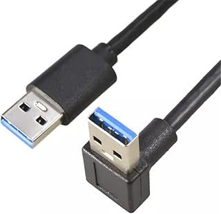 KKM-ラブショーUSB3.0上下左右90°方向変換ケーブルUSB 3.0 ケーブル タイプA-タイプA オス-オス メッキコネクタ搭載 高耐久性 USBケーブル 両端 オス 0.15m0.3m0.5m1m1.5m2m モデム対応 (下L, 0.5M)