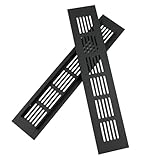 ACOLY 2 Stück Türlüftungsgitter Aluminium Lüftungsgitter Rechteckig Auspuff 250 X 50 Mm Türlüfter Insektenschutz für Wohnmobil (Schwarz)