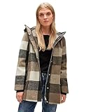 Zwei-Wege Reißverschluss STREET ONE Damen A201865 Übergangsjacke Kariert, Rocky Brown, 44