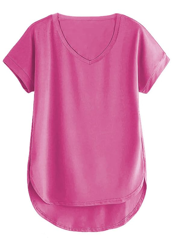 THE BLAZZE Pure 100% Cotton Oversized Loose Baggy Fit Round Neck with Drop Shoulder Half Sleeves Boyfriend T-Shirt Combo for Women & Girls VB1