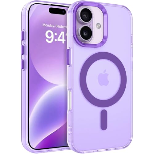 Image of Elzzi Translucent Matte Back Cover for iPhone 17 Case, Shockproof Anti-Fingerprint Phone Cover with Magnetic Wireless Charging, MagSafe Compatible Protective Case for Men & Women (Lavender)