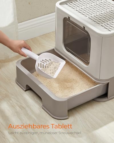Feandrea Katzentoilette, mit Deckel, ausziehbares Tablett, weniger Spuren – Ansicht 3