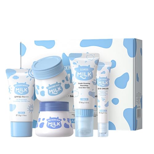 Juegos Cuidado Piel Leche, Juego Cuidado Piel Leche Burbujas Niños, Kit Rutina Cuidado Facial, Juego Belleza Facial Hidratación Profunda Loción Humectante Líquido Protector Solar Crema Para Ojos