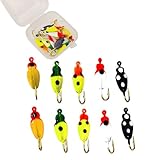10pcs/Box Ice Fishing Jigs Glow Fishing Bait Jigging Kit for Winter Metal Hooks for Crappie, Panfish, Walleye, Bluegills and Other Species (Style3-10pcs)