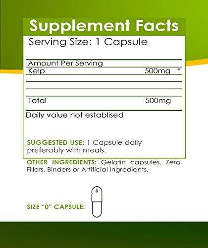 Miniatura 2 de Cápsulas KELP orgánicas puras - Apoyo a la tiroides, fortalece el sistema inmunológico - Suplemento 100% orgánico de algas marinas (500 mg)