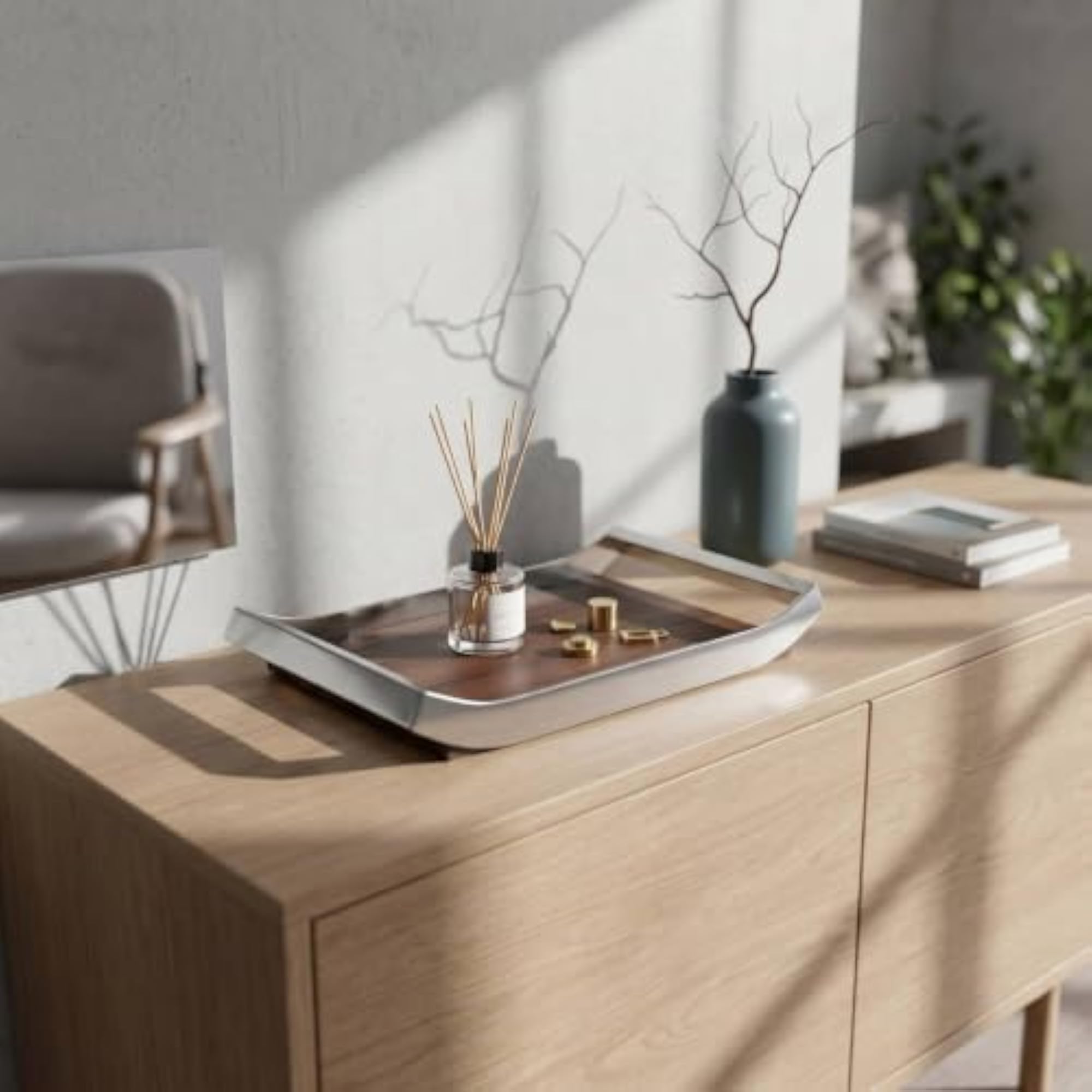Square Decorative Tray with Handles, Modern Minimalist Gift