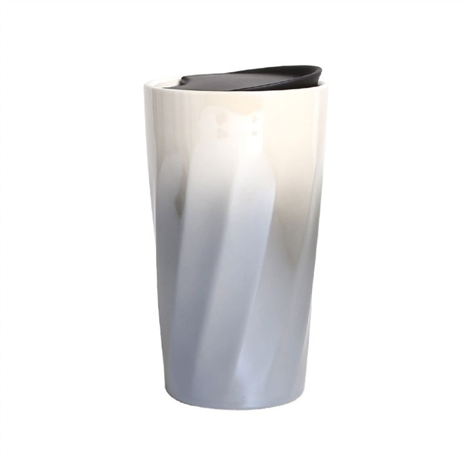 Becher 350ML Keramik Wasserbecher Autotasse Verbrühungsschutz Doppelschicht Becher Gradient Kaffeetasse mit Silikonabdeckung Kaffeetasse (Farbe: Gold)
