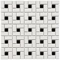 SomerTile FKOMSP20 Retro Spiral Porcelain Floor and Wall Tile, 12.5" x 12.5", White/Black