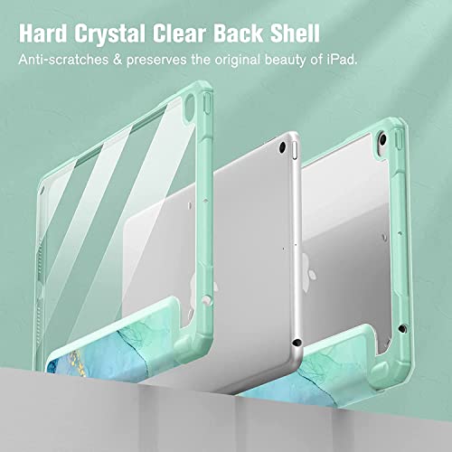 Image of SwooK Hybrid Case for 7.9 inch iPad Mini 5 /4 - Clear Back Shell Flip Cover (Emerald Marble)
