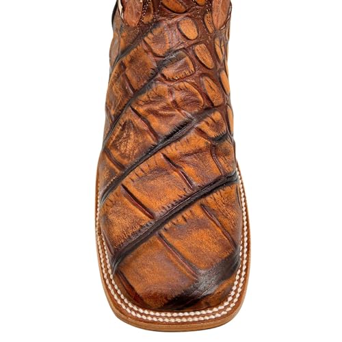Image of Vaccari Men's Cooper Genuine Exotic Print Leather & NCAA League Embroidery Broad Square Toe Cowboy Boots