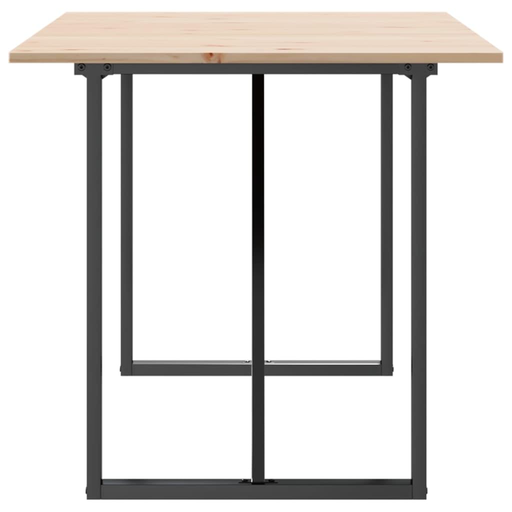 Table à manger avec cadre en O - 160 x 80 x 75 cm - Bois massif de pin et acier revêtu par pulvérisation - Structure robuste - Pour salon et salle à manger - Table familiale pour petit-déjeuner