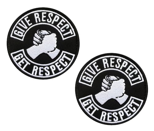 2 toppe ricamate Give Respect Hook and Loop incluse.