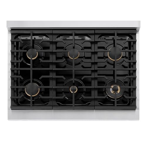 ZLINE 36 in. Paramount Gas Rangetop with 6 Brass Burners and Porcelain Cooktop in Stainless Steel (SRT-BR-36)