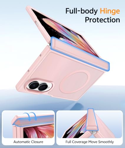Image of FNTCASE for Samsung Galaxy Z Fold 8 Case: [Hinge Protection] Translucent Matte Cases [Compatible with Magsafe] [Screen Protector] Military Grade Shockproof Protective Phone Cover-Light Pink