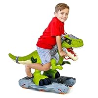 𝐁𝐄𝐒𝐓𝐒𝐄𝐋𝐋𝐄𝐑 Premium Dinosaur Ride-On Scooter for Toddlers – Electric Push & Ride Foot-to-Floor Sliding Rideable Toy with Music, Lights, Mist Spray for Boys & Girls - Green