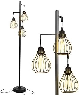 Brightech - Teardrop LED Industrial Floor Lamp for Living Room – Rustic, Tall