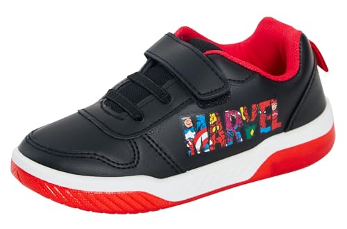 Baskets Marvel Comics pour garçons, Chaussures de Sport Noires pour Enfants Avengers, Baskets décontractées à Fermeture Facile