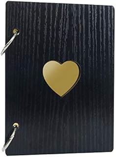 4x6Wooden Photo Album Scrapbook, DIY Scrapbook Photo Albums 30 Black Pages Memory Books Waterproof Wooden Cover for Anniversary Baby Growth Travel Memory Book Friends Gift (Black)