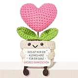 Giftasy Dankeschön Geschenke - Kreative Strickwolle Herzblume mit Energiekarte, Kleines Danke Geschenk, Danke Geschenk für Frauen, Männer, Mädchen, Jungen, Freundin, Freunde