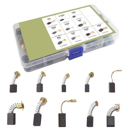 Balai Charbon, Brosses de Carbone pour Ponceuses, Charbon pour Meuleuse D'angle, Convient aux Outils Électriques, Meuleuses D'angle, Scies Circulaires, 40 Pièces, 10 Tailles