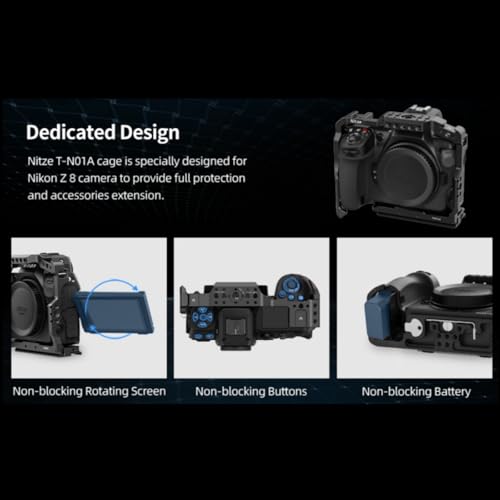 Image of Nitze Aluminum Alloy Camera Cage for Nikon Z8, Compatible with Arca Swiss, with Cold Shoe