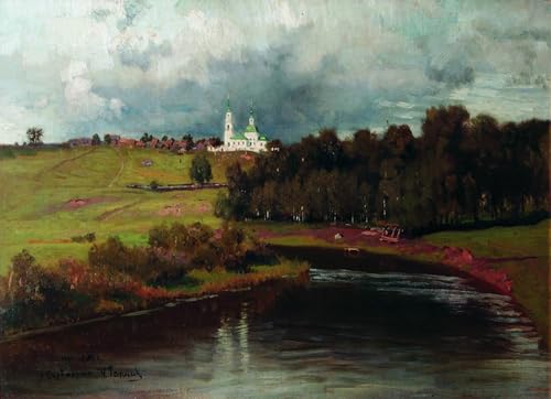 Vue du village de Varvarino Repin Tableau Toile Déco Art Murale 60x90cm Grand Format