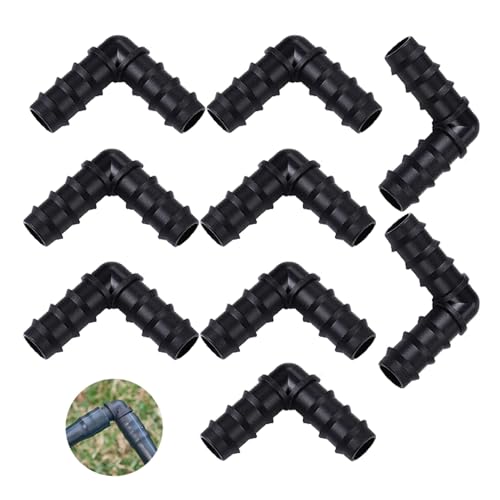 9 conectores de manguera de 16 mm, conector de manguera en L, conector de manguera de 16 mm (1/2 pulgadas) para sistema de riego de 16 mm, manguera de goteo, manguera de agua, manguera de plástico