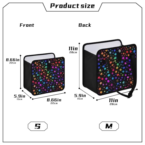 Image of Car Trash Can Organizer Bin with Adjustable Strap for Back Front Seat Console Waterproof Leakproof Collapsible Portable 11 Inch Vibrant Rainbow Stars