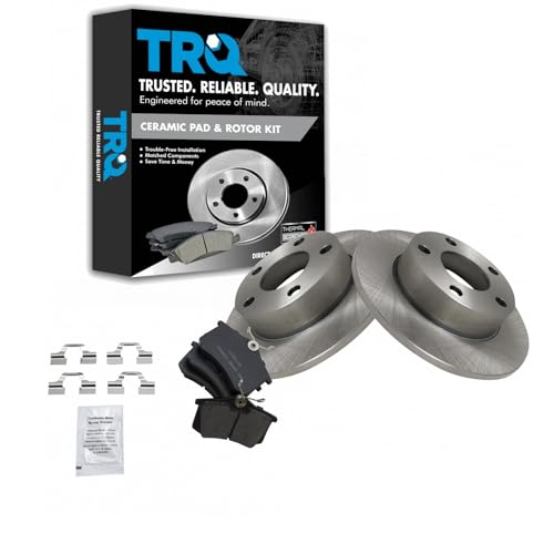 Image of TRQ Rear Brake Pad and Rotor Set Ceramic Solid Rotors 245mm Diameter | For 2002 Audi A4 Quattro 2002 S4