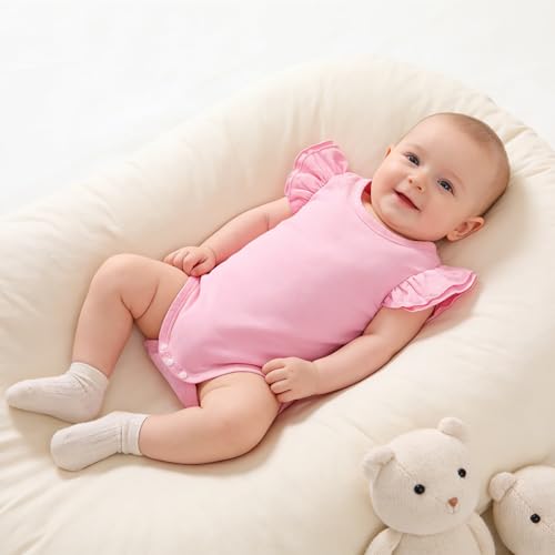 Image of LYSMuch Toddler Baby Girls T Shirt Ruffle Sleeveless Kids Cotton Tshirt Solid Color Blouse
