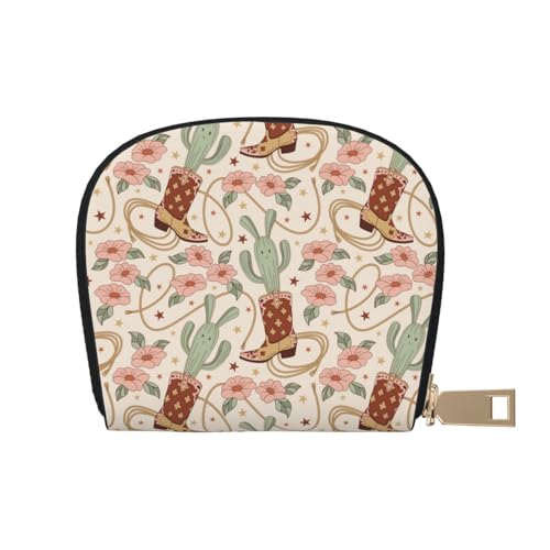 Floral Cowboy Boots Credit Card Holder for Women, Leather Credit Card Holder Wallet, Card Case Wallet