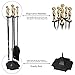 5 Pcs Fireplace Tools Fire Place Tool Set Log Holders Outdoor Fireset Stand Tongs Shovel Brush Poker Wood Stove Hearth Gold Color