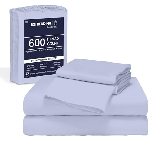 Image of SGI 84 inchx84 inch 4 Pc Wyoming King Sheet Set 600 TC 15 inch Deep, Cornflower Blue