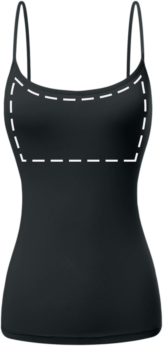 Cotton Camisole Tops for Women Built in Bra Spaghetti Strap Tank Top with Shelf Bra Cami Undershirt Pack 1-4