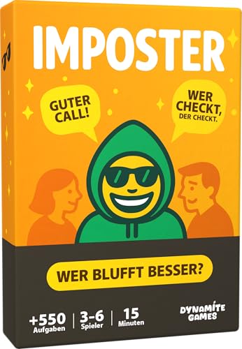 Imposter Wer ist der Hochstapler? | +550 Aufgaben | das virale Partyspiel | Bluffen Raten & Lachen für Spielabende & Partys | Lustiges Kartenspiel für Freunde & Familie ab 12 Jahren
