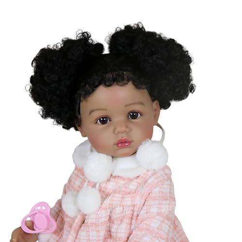 Muñeca Reborn African American 22 pulgadas Snowy Poms miniatura 5